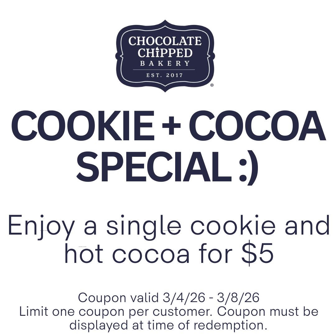 10% off coupon for a 4 pack or more of cookies at Chocolate Chipped Bakery,